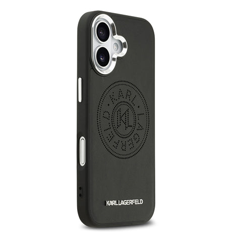 Apple iPhone 17 Kılıf Karl Lagerfeld Orjinal Lisanslı M-safe Şarj Özellikli Delikli Tasarım Metal Logolu PU Deri Kapak
