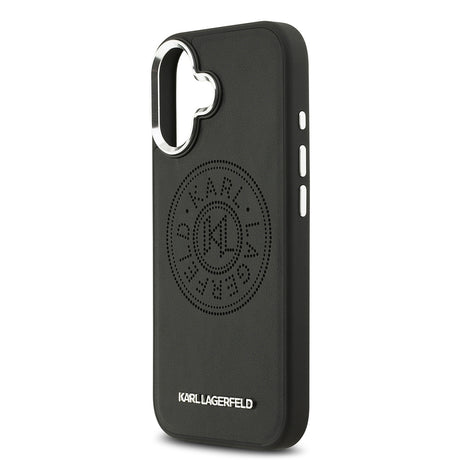Apple iPhone 17 Kılıf Karl Lagerfeld Orjinal Lisanslı M-safe Şarj Özellikli Delikli Tasarım Metal Logolu PU Deri Kapak