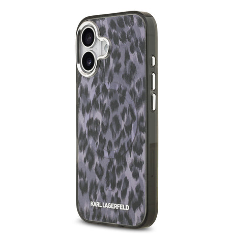 Apple iPhone 17 Kılıf Karl Lagerfeld Orjinal Lisanslı M-safe Şarj Özellikli IML Leopar Baskılı Kapak
