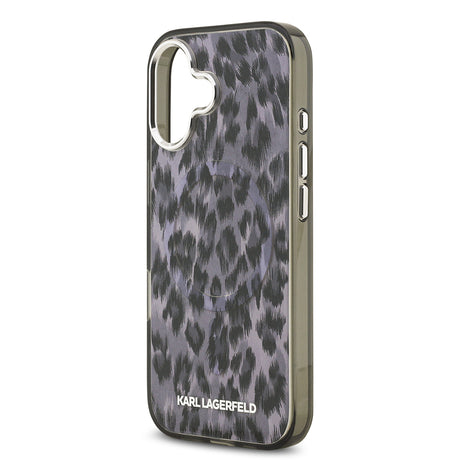 Apple iPhone 17 Kılıf Karl Lagerfeld Orjinal Lisanslı M-safe Şarj Özellikli IML Leopar Baskılı Kapak