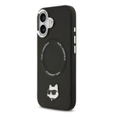 Apple iPhone 17 Kılıf Karl Lagerfeld Orjinal Lisanslı M-safe Şarj Özellikli Metal Kamera ve Buton Tasarımlı Choupette PU Deri Kapak