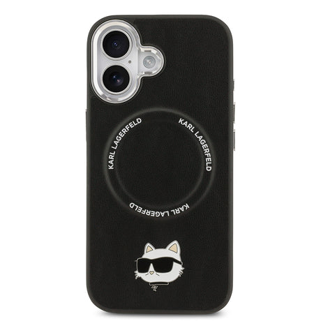 Apple iPhone 17 Kılıf Karl Lagerfeld Orjinal Lisanslı M-safe Şarj Özellikli Metal Kamera ve Buton Tasarımlı Choupette PU Deri Kapak