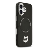 Apple iPhone 17 Kılıf Karl Lagerfeld Orjinal Lisanslı M-safe Şarj Özellikli Metal Kamera ve Buton Tasarımlı Choupette PU Deri Kapak
