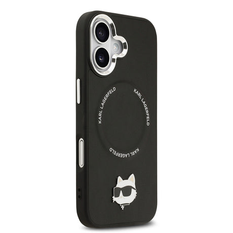 Apple iPhone 17 Kılıf Karl Lagerfeld Orjinal Lisanslı M-safe Şarj Özellikli Metal Kamera ve Buton Tasarımlı Choupette PU Deri Kapak