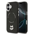 Apple iPhone 17 Kılıf Karl Lagerfeld Orjinal Lisanslı M-safe Şarj Özellikli Metal Kamera ve Buton Tasarımlı Choupette PU Deri Kapak