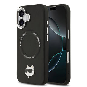 Apple iPhone 17 Kılıf Karl Lagerfeld Orjinal Lisanslı M-safe Şarj Özellikli Metal Kamera ve Buton Tasarımlı Choupette PU Deri Kapak