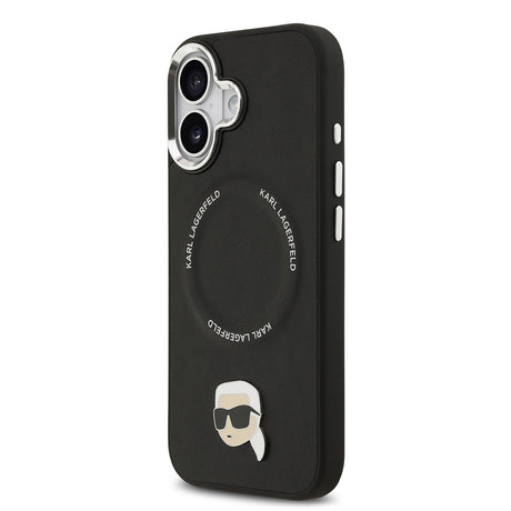 Apple iPhone 17 Kılıf Karl Lagerfeld Orjinal Lisanslı M-safe Şarj Özellikli Metal Kamera ve Buton Tasarımlı Karl PU Deri Kapak