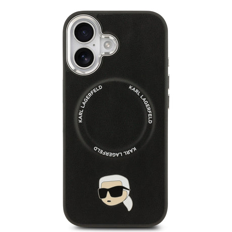 Apple iPhone 17 Kılıf Karl Lagerfeld Orjinal Lisanslı M-safe Şarj Özellikli Metal Kamera ve Buton Tasarımlı Karl PU Deri Kapak