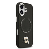 Apple iPhone 17 Kılıf Karl Lagerfeld Orjinal Lisanslı M-safe Şarj Özellikli Metal Kamera ve Buton Tasarımlı Karl PU Deri Kapak