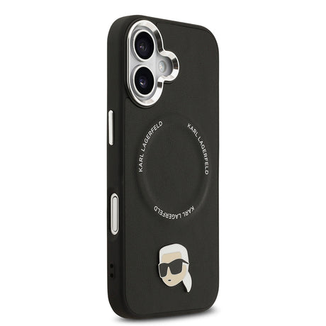 Apple iPhone 17 Kılıf Karl Lagerfeld Orjinal Lisanslı M-safe Şarj Özellikli Metal Kamera ve Buton Tasarımlı Karl PU Deri Kapak