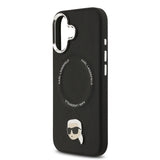 Apple iPhone 17 Kılıf Karl Lagerfeld Orjinal Lisanslı M-safe Şarj Özellikli Metal Kamera ve Buton Tasarımlı Karl PU Deri Kapak