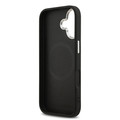 Apple iPhone 17 Kılıf Karl Lagerfeld Orjinal Lisanslı M-safe Şarj Özellikli Metal Kamera ve Buton Tasarımlı Karl PU Deri Kapak