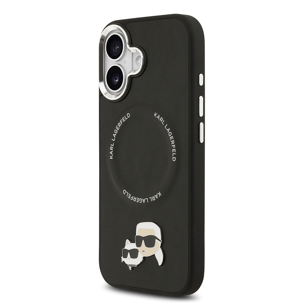 Apple iPhone 17 Kılıf Karl Lagerfeld Orjinal Lisanslı M-safe Şarj Özellikli Metal Kamera ve Buton Tasarımlı K&C PU Deri Kapak