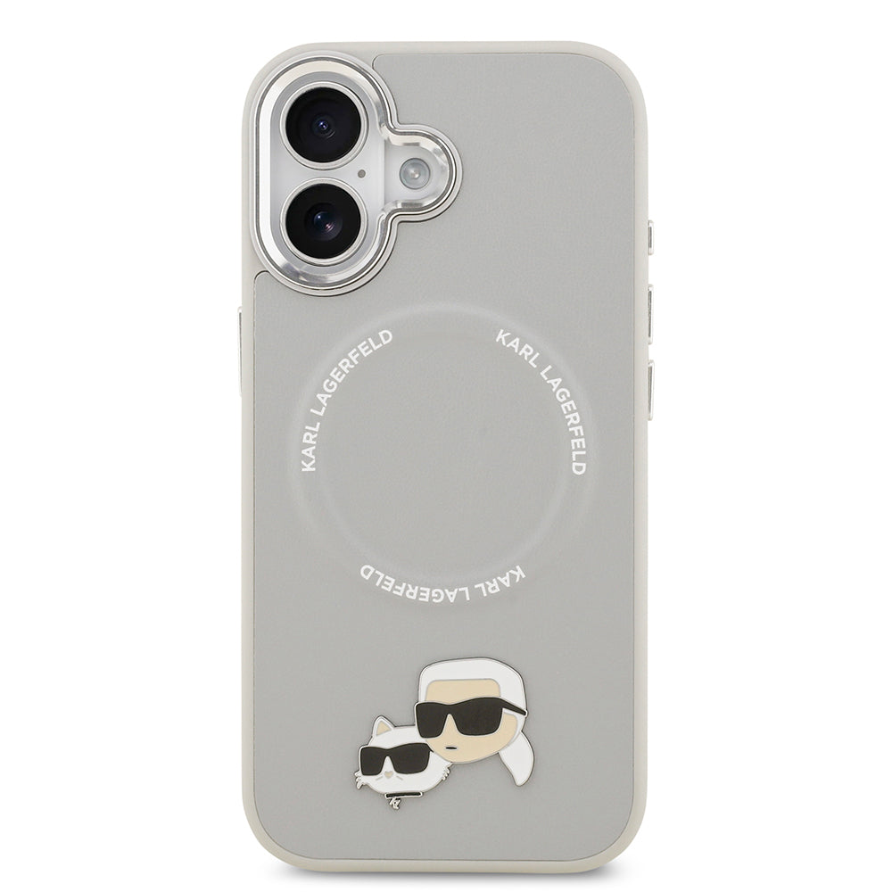 Apple iPhone 17 Kılıf Karl Lagerfeld Orjinal Lisanslı M-safe Şarj Özellikli Metal Kamera ve Buton Tasarımlı K&C PU Deri Kapak