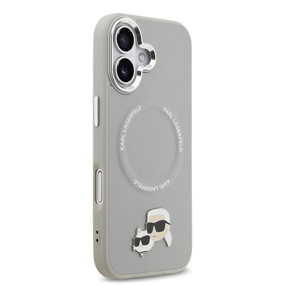 Apple iPhone 17 Kılıf Karl Lagerfeld Orjinal Lisanslı M-safe Şarj Özellikli Metal Kamera ve Buton Tasarımlı K&C PU Deri Kapak