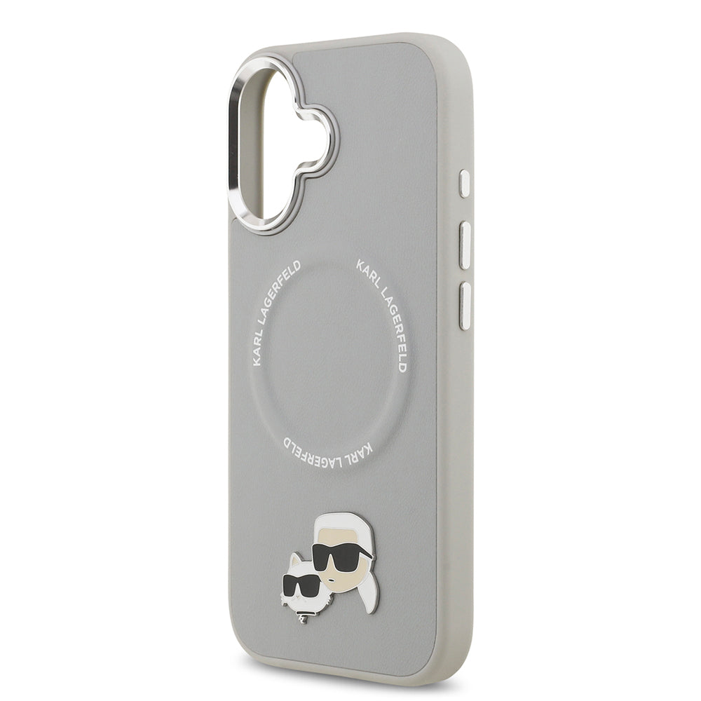 Apple iPhone 17 Kılıf Karl Lagerfeld Orjinal Lisanslı M-safe Şarj Özellikli Metal Kamera ve Buton Tasarımlı K&C PU Deri Kapak