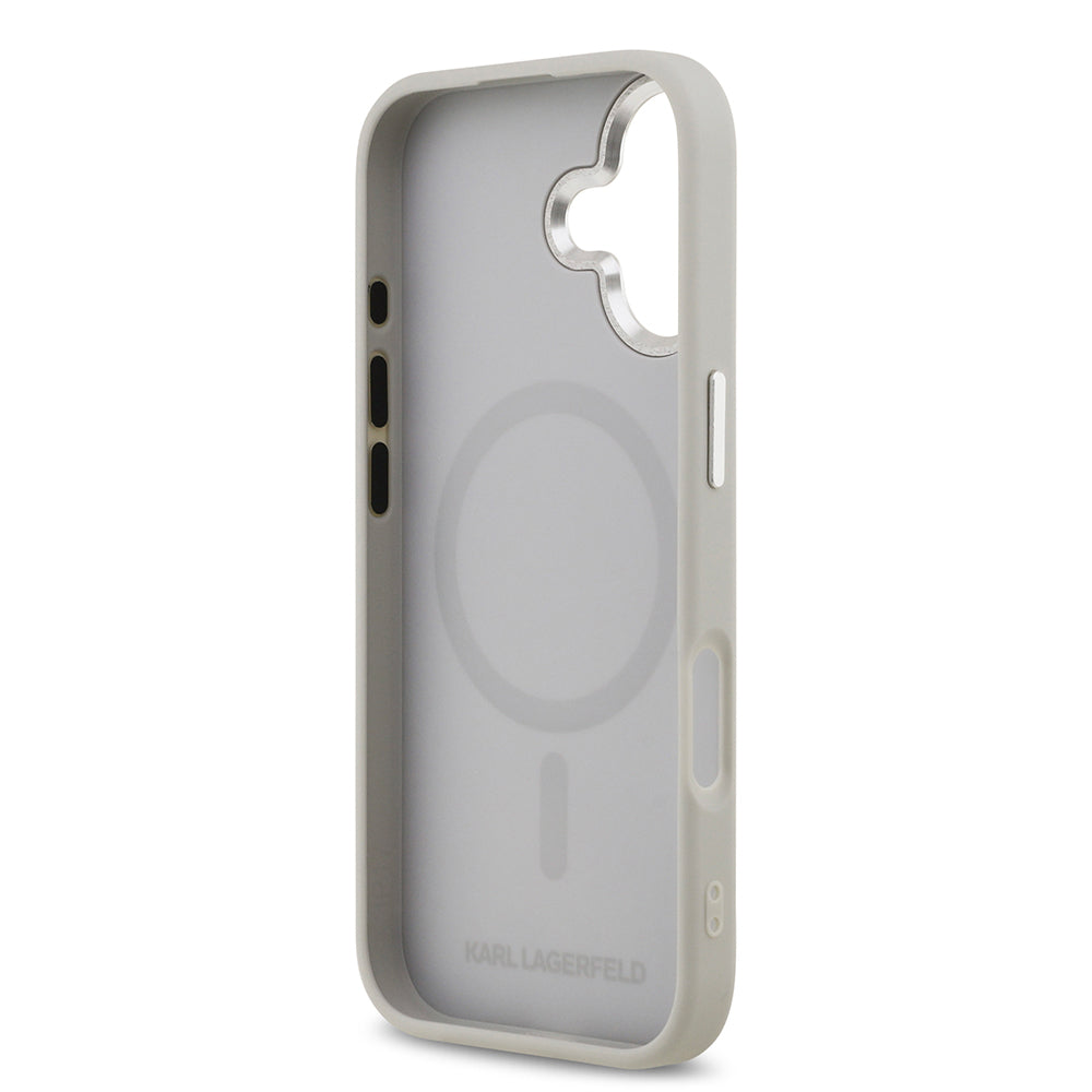 Apple iPhone 17 Kılıf Karl Lagerfeld Orjinal Lisanslı M-safe Şarj Özellikli Metal Kamera ve Buton Tasarımlı K&C PU Deri Kapak