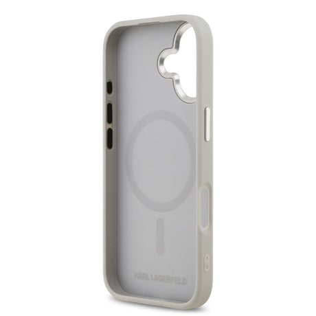 Apple iPhone 17 Kılıf Karl Lagerfeld Orjinal Lisanslı M-safe Şarj Özellikli Metal Kamera ve Buton Tasarımlı K&C PU Deri Kapak