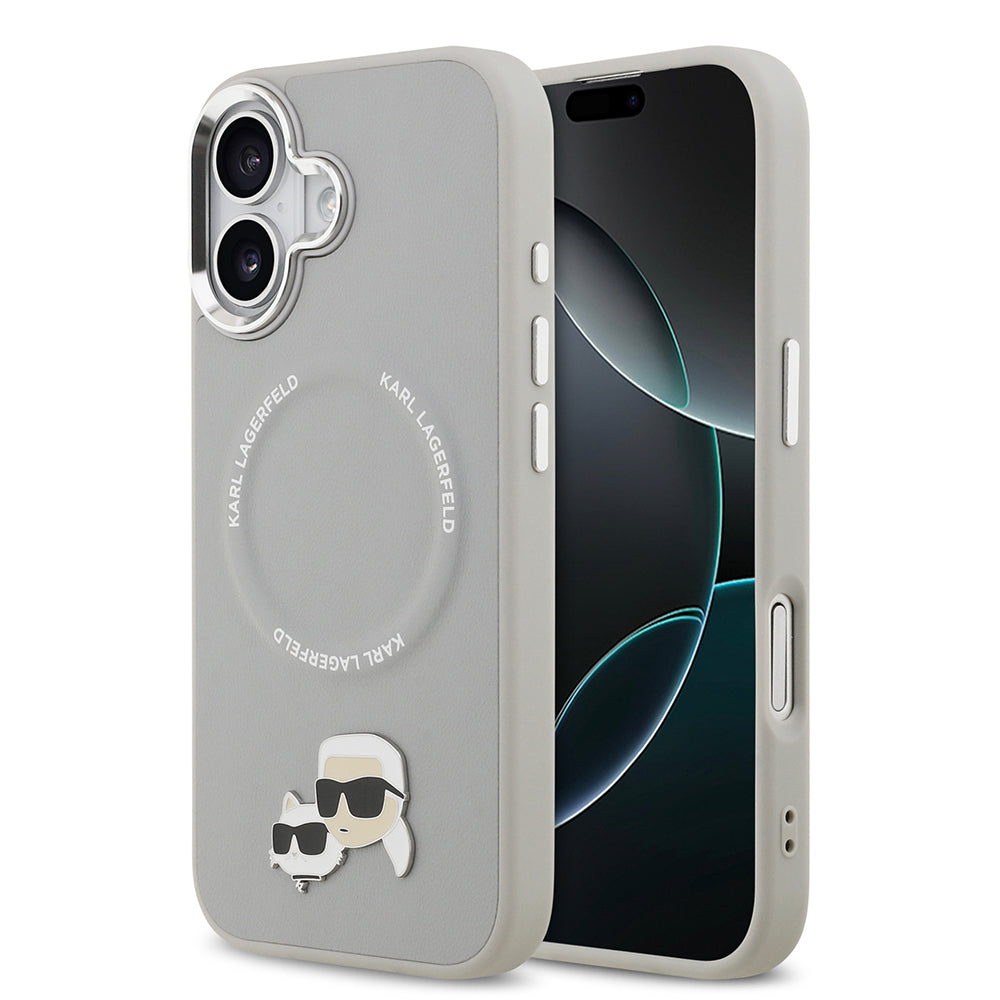 Apple iPhone 17 Kılıf Karl Lagerfeld Orjinal Lisanslı M-safe Şarj Özellikli Metal Kamera ve Buton Tasarımlı K&C PU Deri Kapak