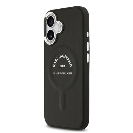 Apple iPhone 17 Kılıf Karl Lagerfeld Orjinal Lisanslı M-safe Şarj Özellikli Metal Kamera ve Buton Tasarımlı Paris RSG PU Deri Kapak