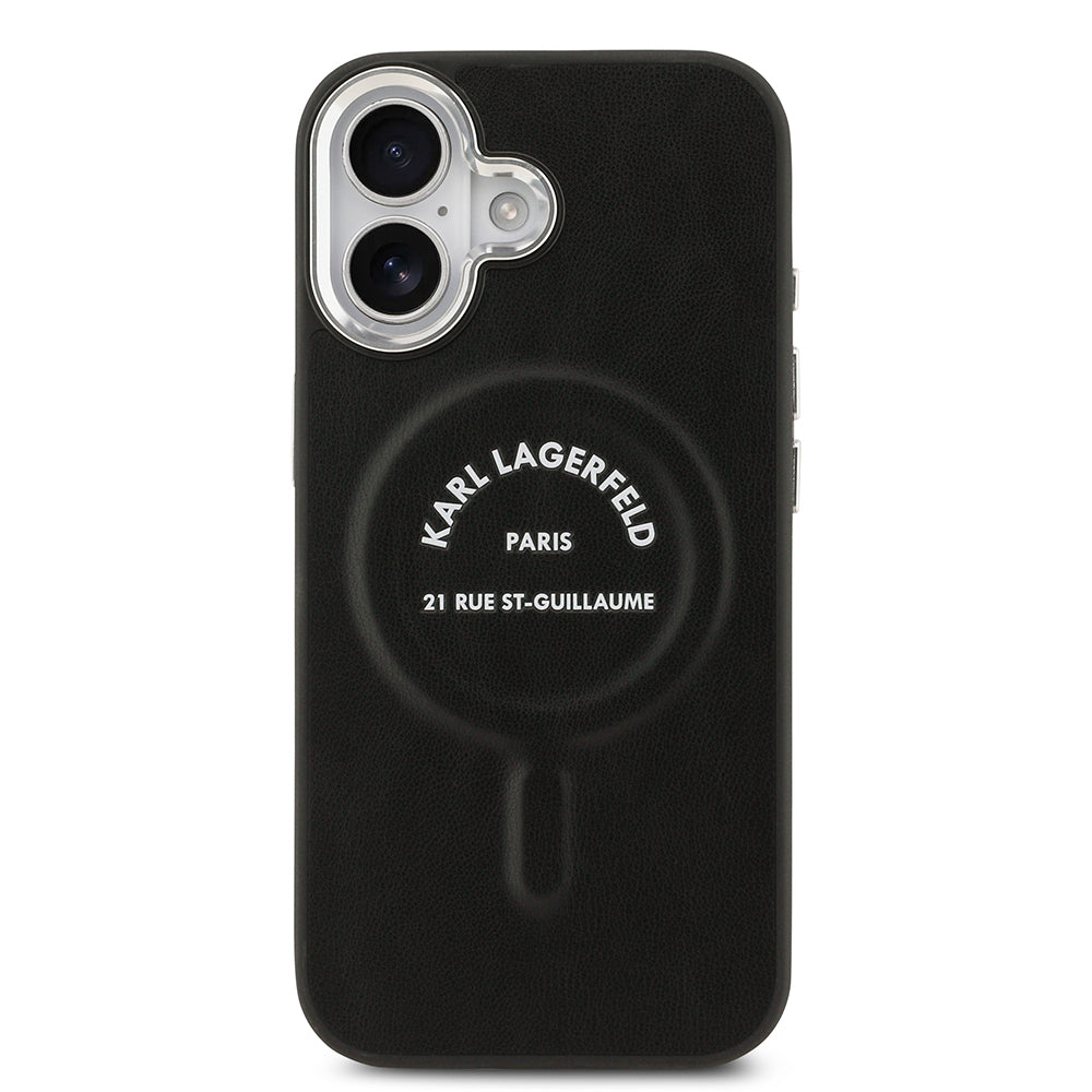 Apple iPhone 17 Kılıf Karl Lagerfeld Orjinal Lisanslı M-safe Şarj Özellikli Metal Kamera ve Buton Tasarımlı Paris RSG PU Deri Kapak