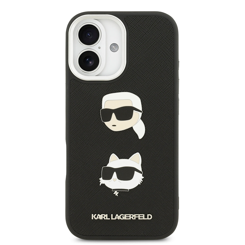 Apple iPhone 17 Kılıf Karl Lagerfeld Orjinal Lisanslı Metal Logolu K&C Heads Pin Kapak