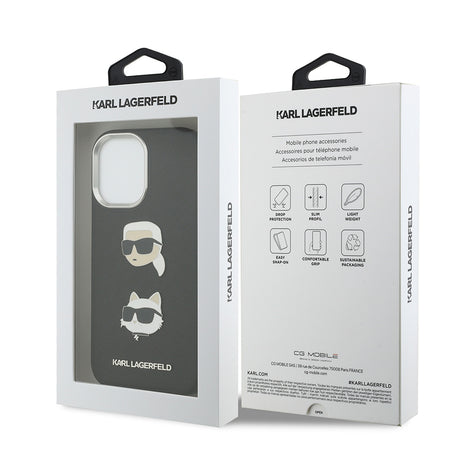Apple iPhone 17 Kılıf Karl Lagerfeld Orjinal Lisanslı Metal Logolu K&C Heads Pin Kapak
