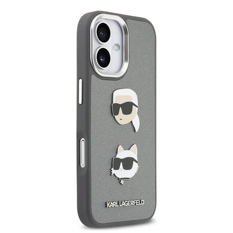 Apple iPhone 17 Kılıf Karl Lagerfeld Orjinal Lisanslı Metal Logolu K&C Heads Pin Kapak