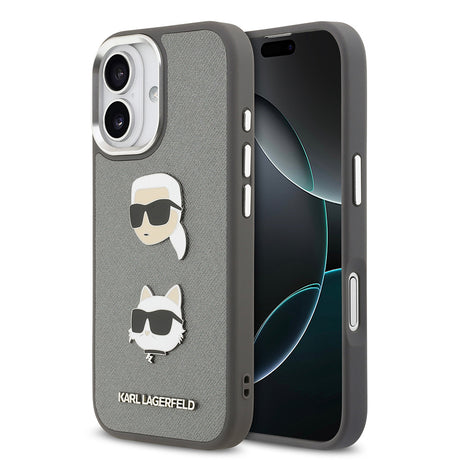 Apple iPhone 17 Kılıf Karl Lagerfeld Orjinal Lisanslı Metal Logolu K&C Heads Pin Kapak