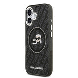 Apple iPhone 17 Kılıf Karl Lagerfeld Orjinal Lisanslı Parlayan Simli Karl & Choupette Heads Kapak