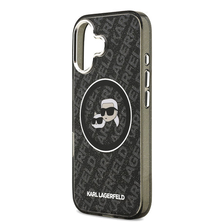 Apple iPhone 17 Kılıf Karl Lagerfeld Orjinal Lisanslı Parlayan Simli Karl & Choupette Heads Kapak
