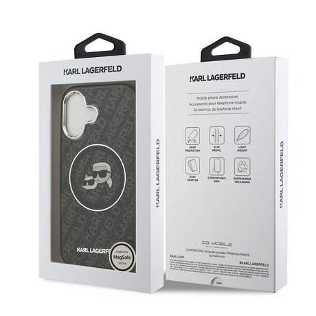 Apple iPhone 17 Kılıf Karl Lagerfeld Orjinal Lisanslı Parlayan Simli Karl & Choupette Heads Kapak