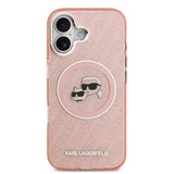 Apple iPhone 17 Kılıf Karl Lagerfeld Orjinal Lisanslı Parlayan Simli Karl & Choupette Heads Kapak