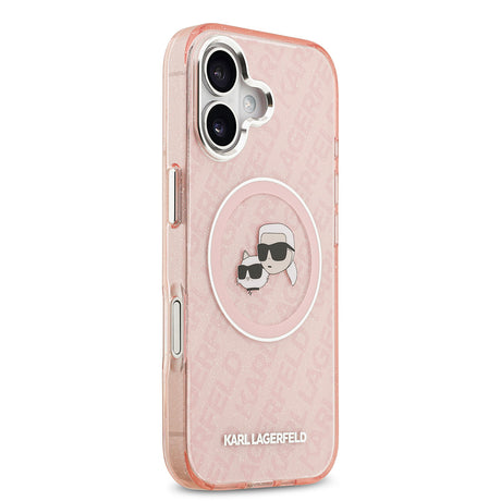 Apple iPhone 17 Kılıf Karl Lagerfeld Orjinal Lisanslı Parlayan Simli Karl & Choupette Heads Kapak