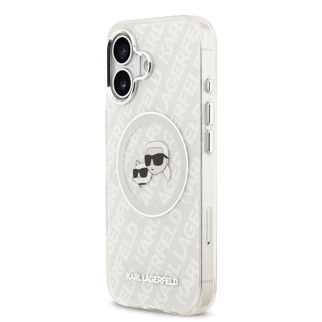 Apple iPhone 17 Kılıf Karl Lagerfeld Orjinal Lisanslı Parlayan Simli Karl & Choupette Heads Kapak