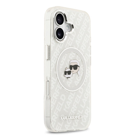 Apple iPhone 17 Kılıf Karl Lagerfeld Orjinal Lisanslı Parlayan Simli Karl & Choupette Heads Kapak