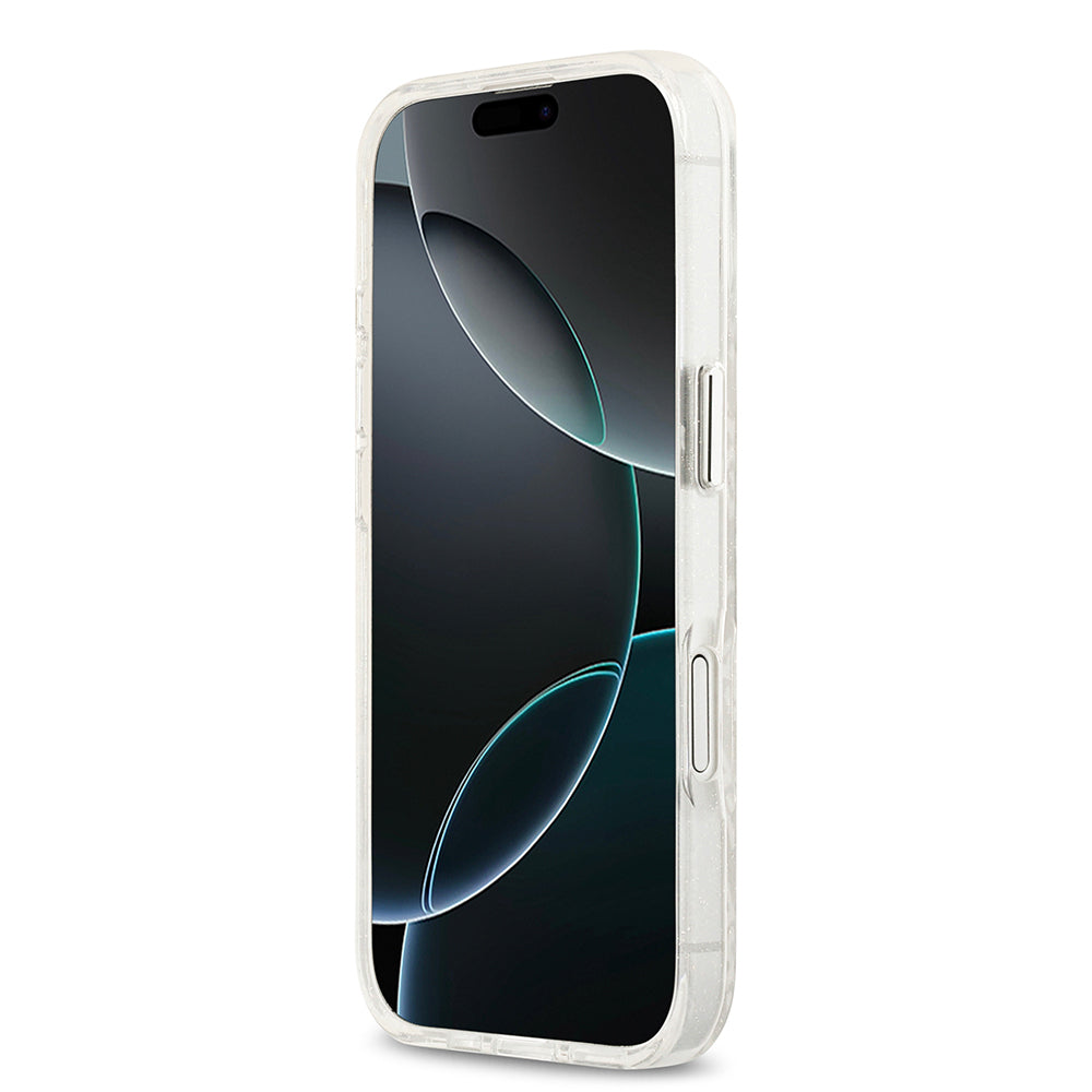 Apple iPhone 17 Kılıf Karl Lagerfeld Orjinal Lisanslı Parlayan Simli Karl & Choupette Heads Kapak
