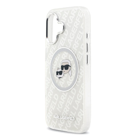 Apple iPhone 17 Kılıf Karl Lagerfeld Orjinal Lisanslı Parlayan Simli Karl & Choupette Heads Kapak