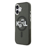 Apple iPhone 17 Kılıf Karl Lagerfeld Orjinal Lisanslı Parlayan Simli Karl & Choupette Sketch Logo Kapak