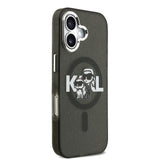 Apple iPhone 17 Kılıf Karl Lagerfeld Orjinal Lisanslı Parlayan Simli Karl & Choupette Sketch Logo Kapak