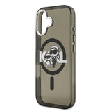 Apple iPhone 17 Kılıf Karl Lagerfeld Orjinal Lisanslı Parlayan Simli Karl & Choupette Sketch Logo Kapak