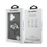 Apple iPhone 17 Kılıf Karl Lagerfeld Orjinal Lisanslı Parlayan Simli Karl & Choupette Sketch Logo Kapak