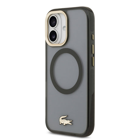 Apple iPhone 17 Kılıf Lacoste Orjinal Lisanslı M-safe Şarj Özellikli Gold Timsah Logolu Buzlu Kapak