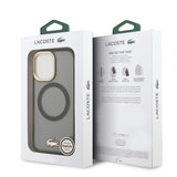 Apple iPhone 17 Kılıf Lacoste Orjinal Lisanslı M-safe Şarj Özellikli Gold Timsah Logolu Buzlu Kapak