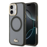 Apple iPhone 17 Kılıf Lacoste Orjinal Lisanslı M-safe Şarj Özellikli Gold Timsah Logolu Buzlu Kapak