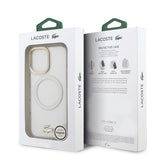 Apple iPhone 17 Kılıf Lacoste Orjinal Lisanslı M-safe Şarj Özellikli Gold Timsah Logolu Buzlu Kapak