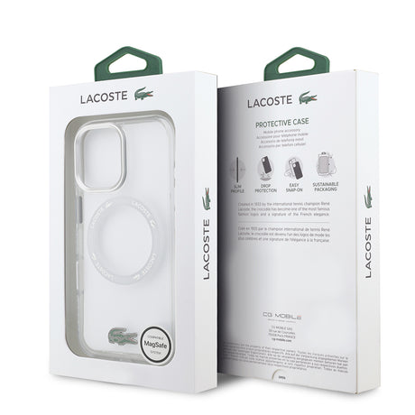 Apple iPhone 17 Kılıf Lacoste Orjinal Lisanslı M-safe Şarj Özellikli İkonik Timsah Logolu Buzlu Kapak