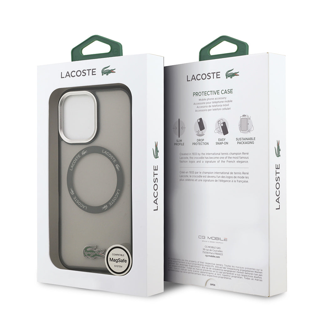 Apple iPhone 17 Kılıf Lacoste Orjinal Lisanslı M-safe Şarj Özellikli İkonik Timsah Logolu Buzlu Kapak