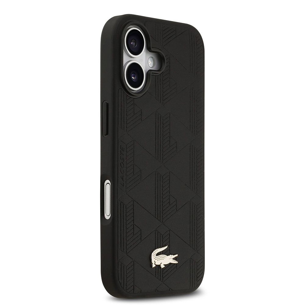 Apple iPhone 17 Kılıf Lacoste Orjinal Lisanslı M-safe Şarj Özellikli PU Deri Tasarımlı Karışık Monogram Desenli Kapak