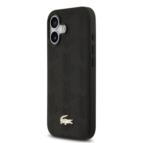 Apple iPhone 17 Kılıf Lacoste Orjinal Lisanslı M-safe Şarj Özellikli PU Deri Tasarımlı Karışık Monogram Desenli Kapak